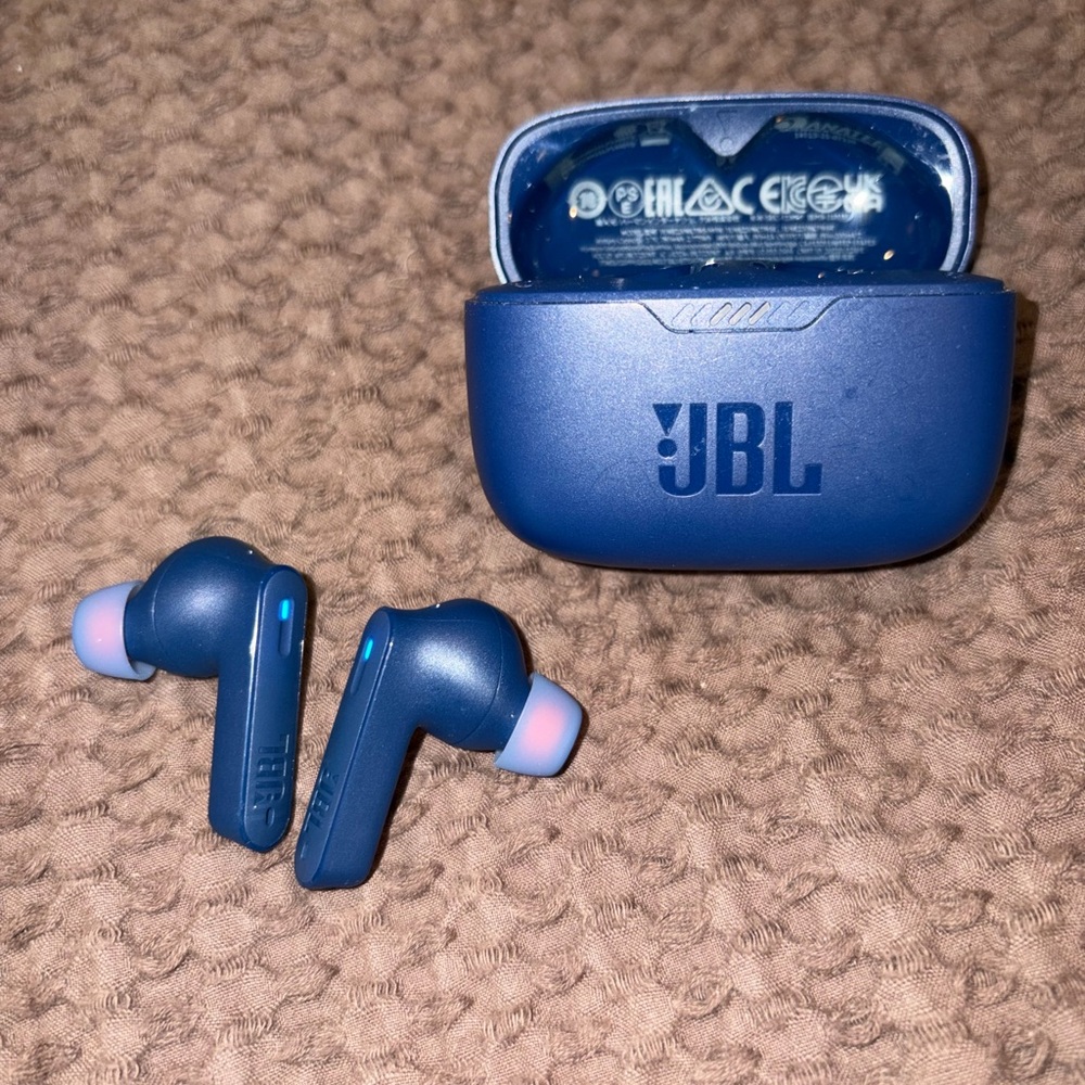 JBL Blue True Wireless Earbuds with Matching Charging Case